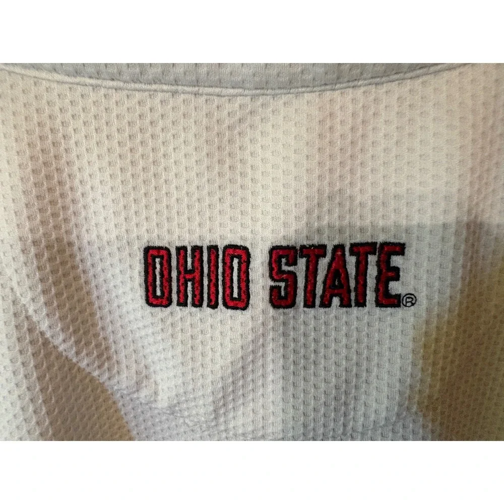 Vtg Nike Polo Shirt Mens XXL White Ohio State Buckeyes Dri-FIT Waffle Knit 00's